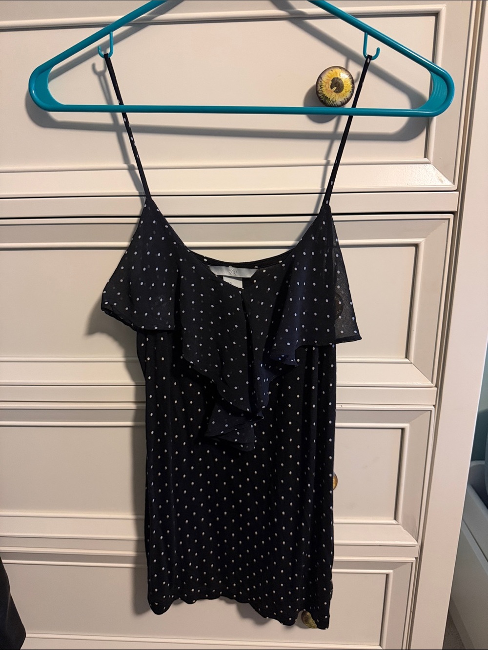 Vintage Y2K H&M Black Polka Dot Ruffle Cami